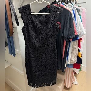 Ann Taylor Black Lace Midi Dress